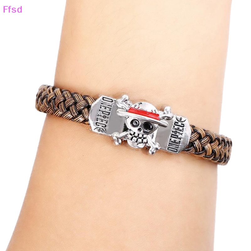 {Ffsd} Vòng Tay Dây Da Bện Màu Đen Phong Cách Punk Dành Cho Nam Nữ Hoạt Hình Hàng Bán Chạy