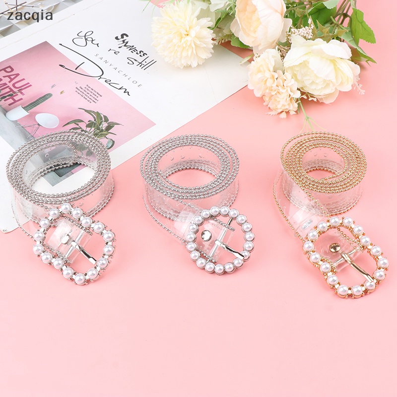 Thắt Lưng Khóa Vuông / Tròn / Trái Tim Đính Đá Trong Suốt Đơn Giản Thời Trang