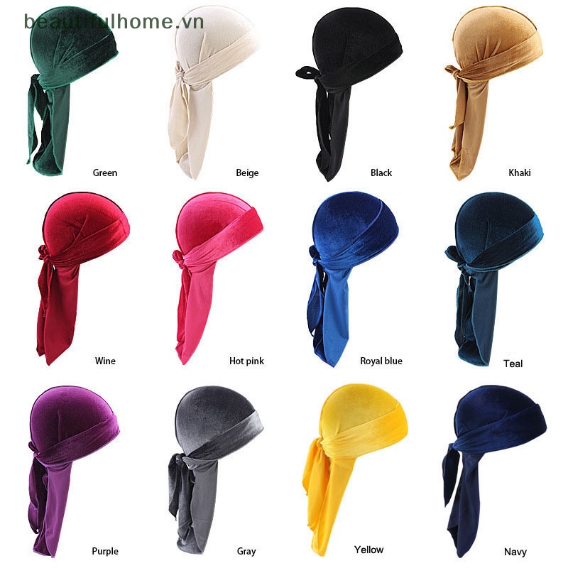 [beautifulhome] Mũ Turban Nhung Chemo Turban Cho Nam Và Nữ [beauty]