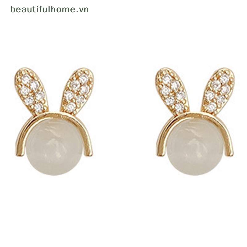 [beautifulhome] Bông Tai Hình Thỏ Bunny Đính Đá Opal Feminia Thanh Lịch Sáng Tạo Lãng Mạn Chất Lượng Cao [bea