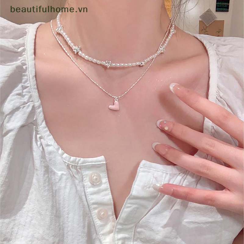[beautifulhome] Vòng cổ Chuỗi Hạt Ngọc Trai / Ngôi Sao / Trái Tim Xinh Xắn Ngọt Ngào Thời Trang Cho Nữ [beauty]