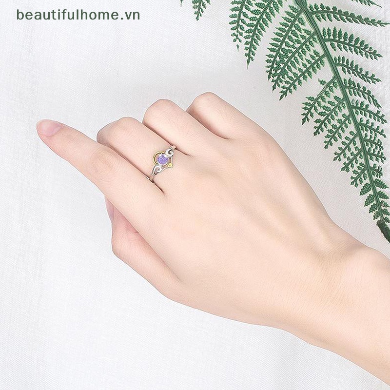 Bộ 1 / 2 Nhẫn Đôi Cánh Thiên Thần Đính Đá Pha Lê Thời Trang Lãng Mạn Có Thể Điều Chỉnh Làm Quà Tặng Trang Sức Cho Cặp Đôi