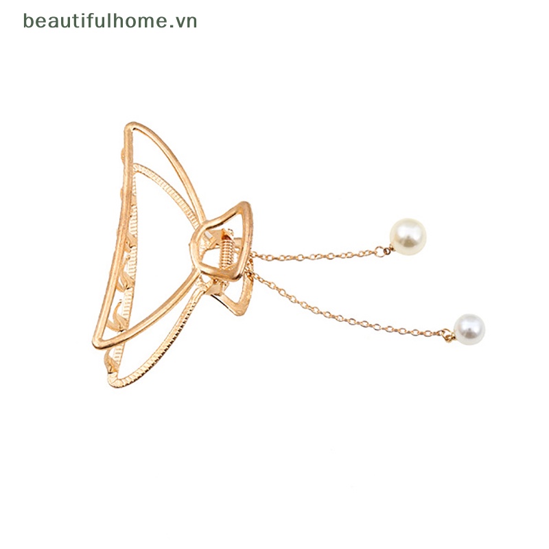 1 Kẹp Tóc Bướm Hình Học Bằng Kim Loại Kích Thước Lớn Màu Vàng Thanh Lịch Cho Nữ [beauty]