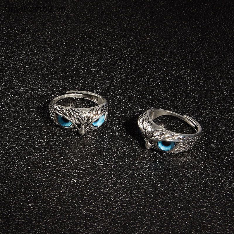 Nhẫn Đính Hôn Màu Sắc Bạc Khắc Hình Chim Cú Phong Cách Cổ Điển Dành Cho Nam Và Nữ