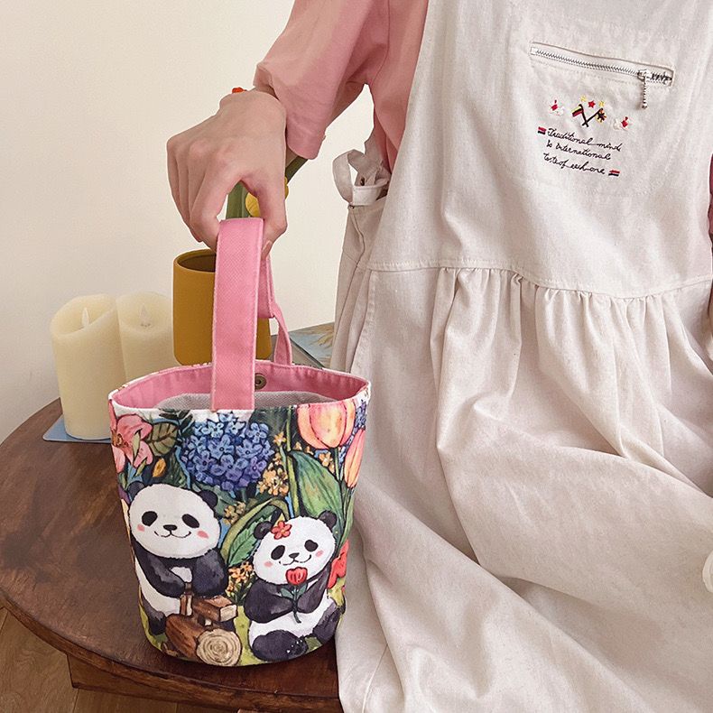 Túi Xách Canvas Họa Tiết Gấu Trúc Hoạt Hình Dễ Thương