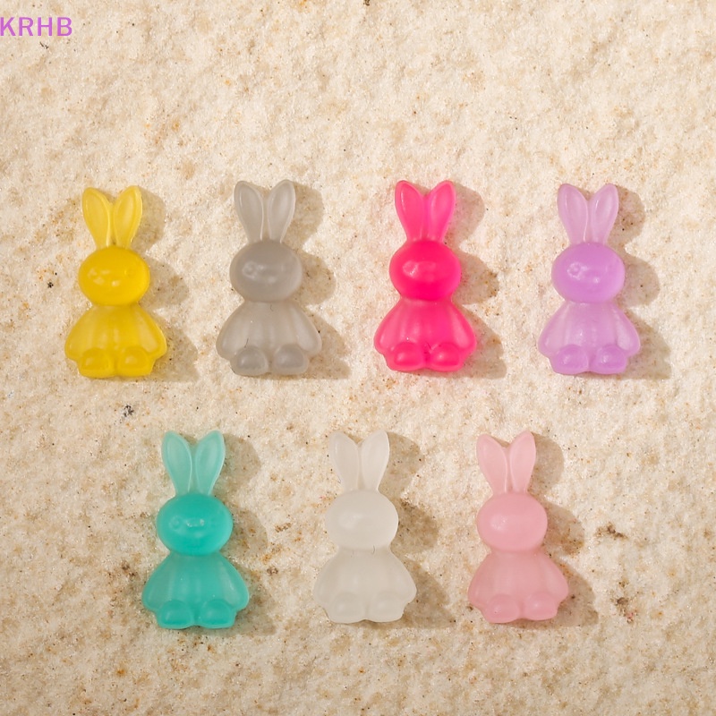 Set 20 Phụ Kiện Trang Trí Móng Tay Dạ Quang 3D Hình Thỏ Xinh Xắn Mới