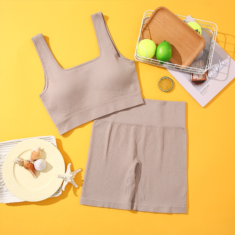 Take Talk Bộ Đồ Tập Thể Thao Áo Ngực Quần Short Lưng Cao Co Giãn Không Đường May Thoải Mái Cho Nữ