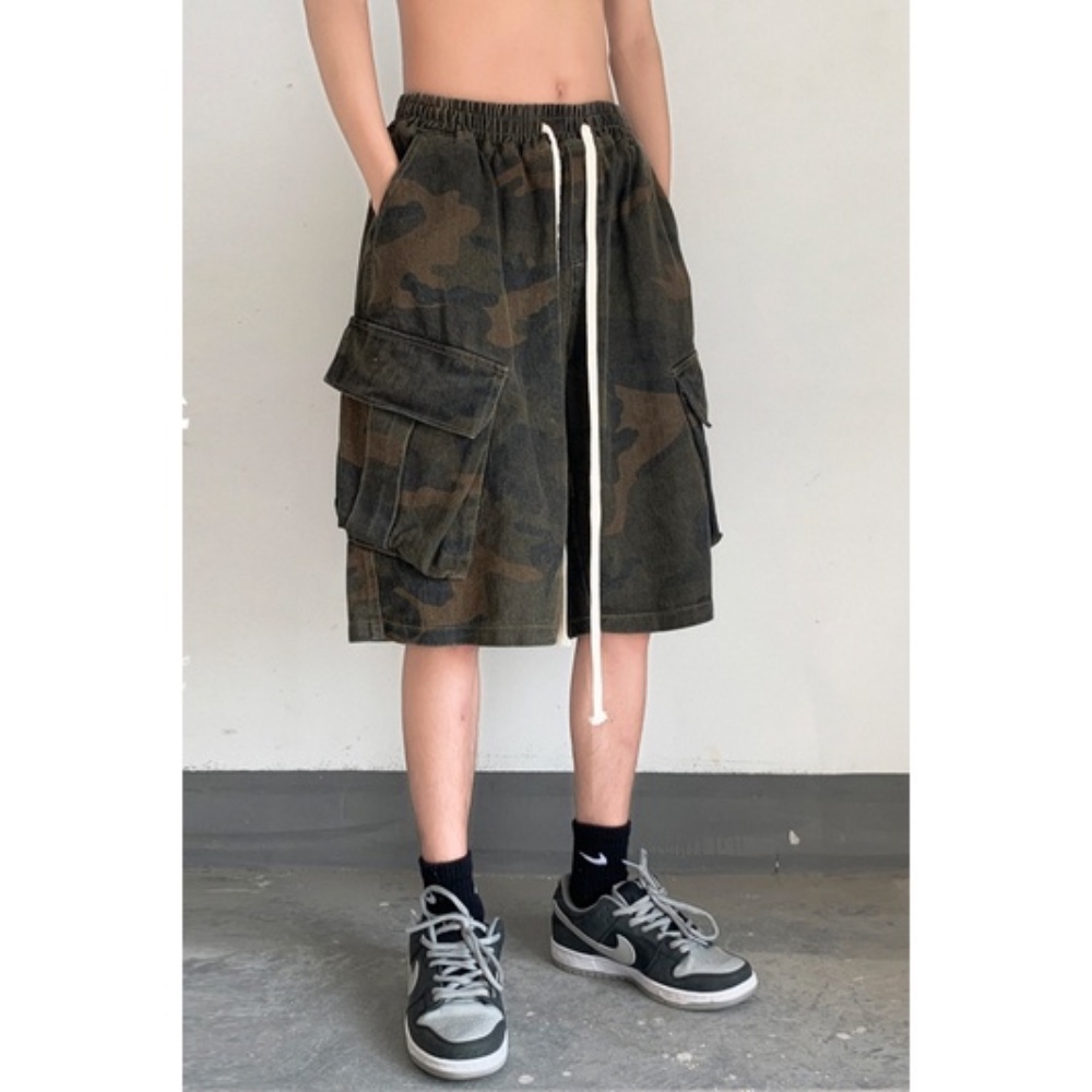 Quần Short Nam Họa Tiết Rằn Ri Phong Cách Đường Phố Mỹ