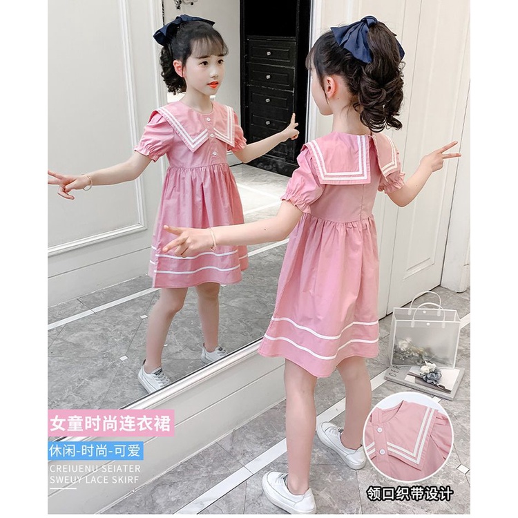 Đầm Công Chúa Mùa Hè Phong Cách Preppy Mẫu Mới 2023 Hợp Thời Trang Cho Bé Gái