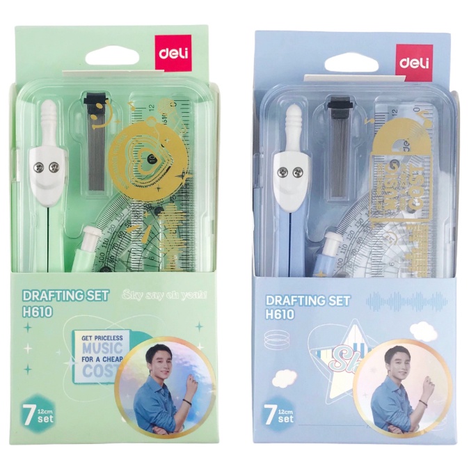 Bộ Compa 7 Món - Bút Chì Bấm - Phiên Bản Sơn Tùng M-TP Giới Hạn - Deli H610 - Màu Xanh Dương