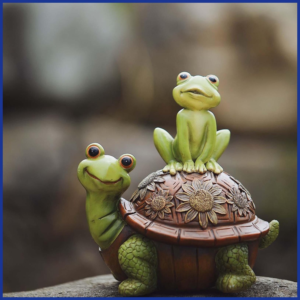 Đồ trang trí Chú Ếch / Rùa Bằng Nhựa Resin Màu Sáng Dễ Thương Trang Trí Sân Vườn