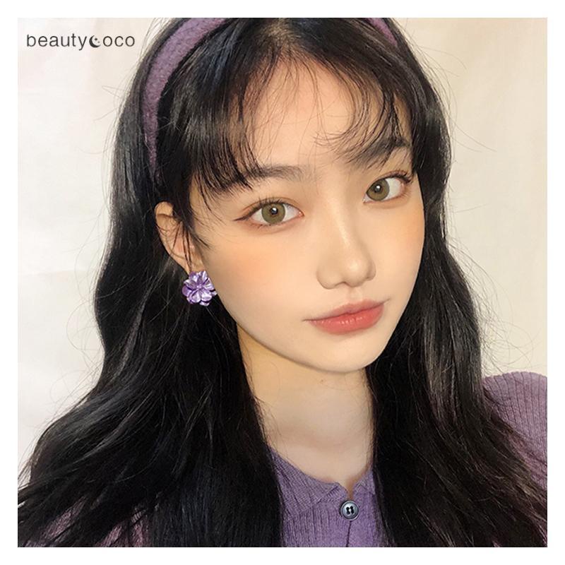 Beautycoco🍊 Khuyên tai hình hoa trà bằng nhựa resin bạc 925 phong cách Nhật Hàn độc đáo thời trang