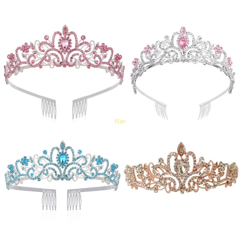 Flgo Vương Miện Đính Đá Pha Lê Kèm Lược Cài Dành Cho Cô Dâu Trong Tiệc Cưới Hóa Trang Halloween
