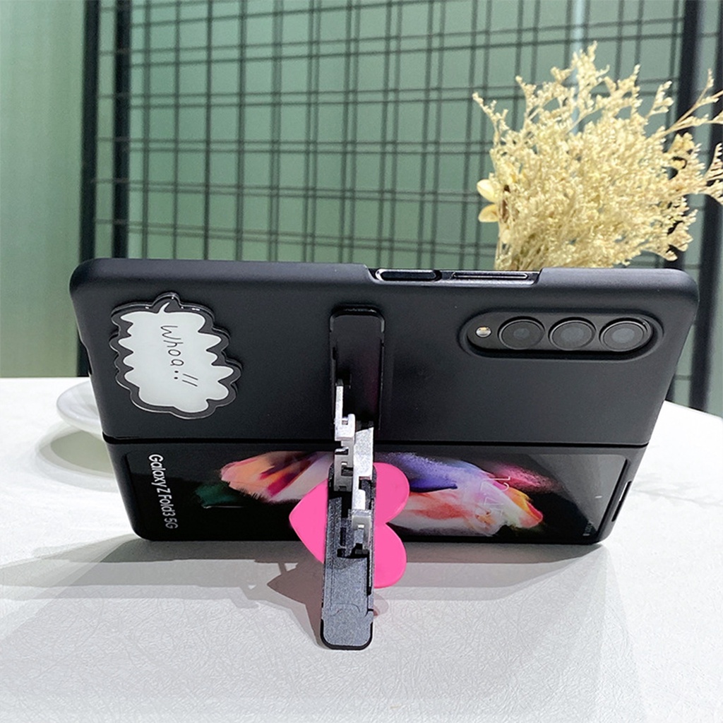 Bao Da Điện Thoại Mặt Nhám Kèm Giá Đỡ Họa Tiết Hoạt Hình Dễ Thương Dành Cho samsung galaxy z fold 5 4 3 2 5g Ốp