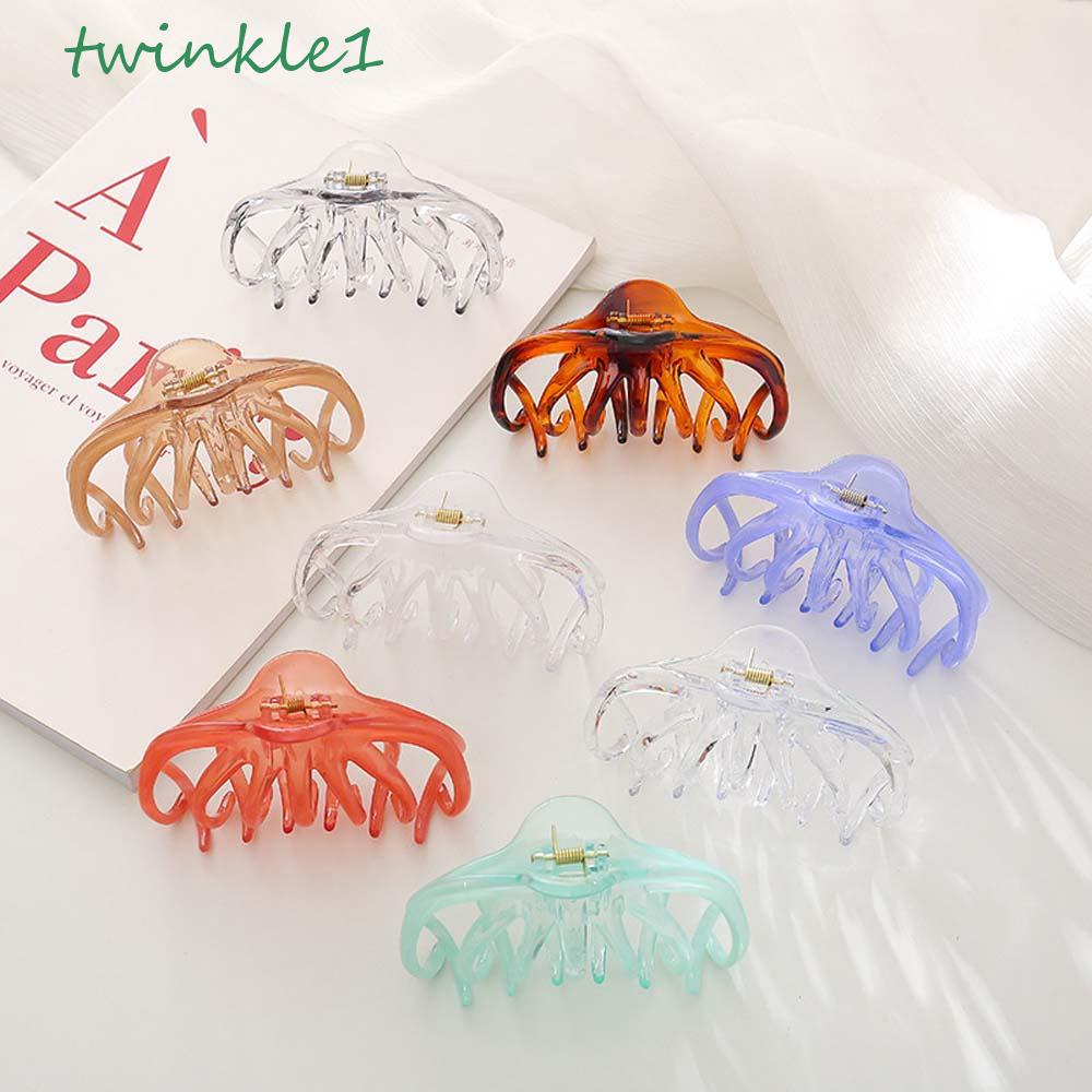 Kẹp Tóc Càng Cua Rỗng Bằng Acrylic Trong Suốt Màu Kẹo Lấp Lánh Thanh Lịch