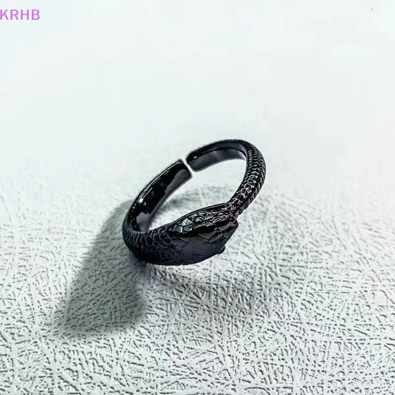 Nhẫn Hình Rắn Màu Đen Phong Cách Punk Cổ Điển Thời Trang Cho Cặp Đôi Mới