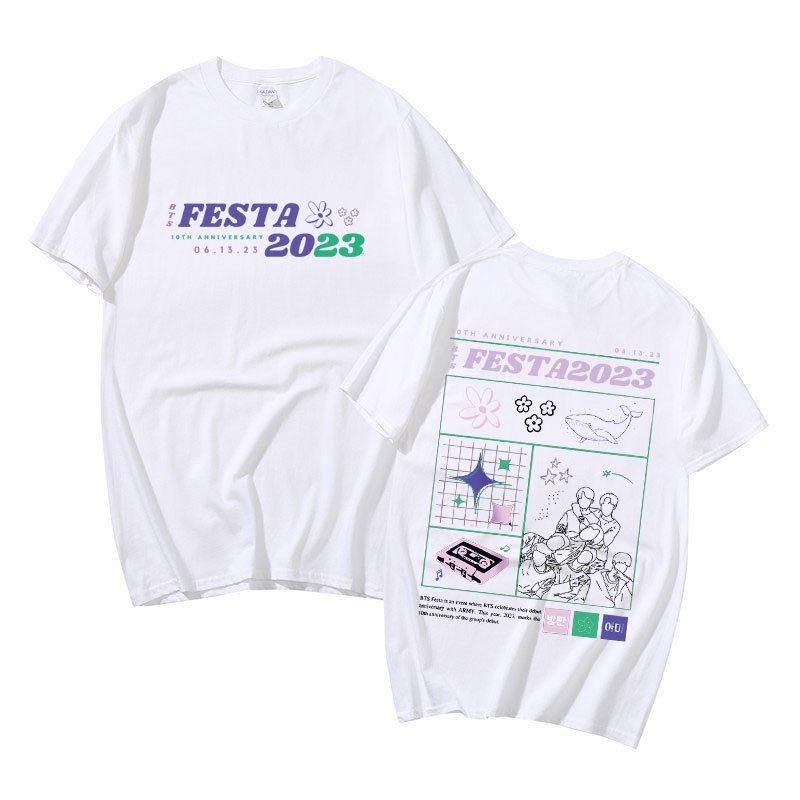 Áo Thun Cotton Tay Ngắn Dáng Rộng In Chữ ANNIVERSARY FESTA 2023 Kỉ Niệm 10 Năm Thời Trang Mùa Hè Cho Nam Và Nữ