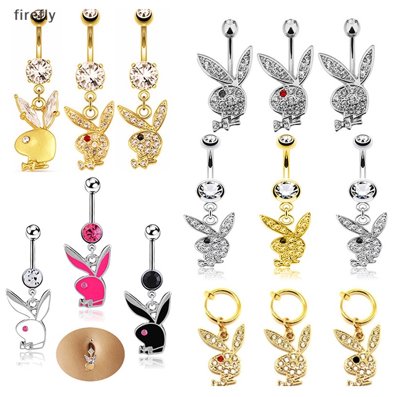 [firefly] Khuyên Rốn Hình Thỏ Pha Lê Dễ Thương Không Cần Khoan Lỗ