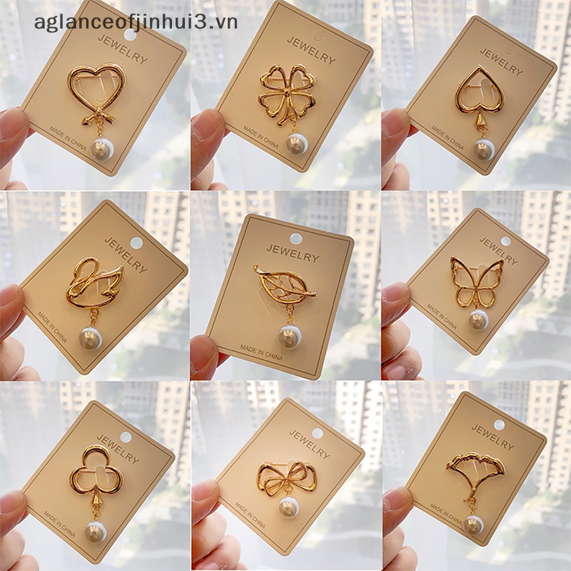 ~ Afhvn ~ Trâm Cài Áo Bằng Kim Loại Đính Ngọc Trai Trang Trí Không Khí Đơn Giản