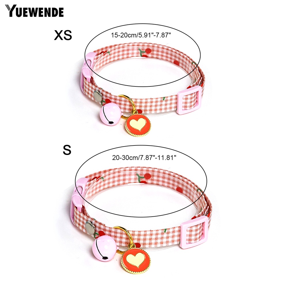 Yq.e Vòng Cổ Thoáng Khí Tháo Nhanh Họa Tiết Cherry Kẻ Sọc Có Chuông Trang Trí Cho Thú Cưng