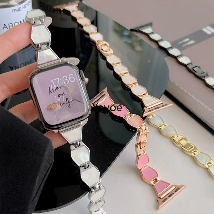 Dây Đeo Đồng Hồ Bằng Hợp Kim + Vỏ Sò Thời Trang 49mm 8 7 45mm 41mm 41mm 38mm Cho iwatch 6 5 4 3 SE 44mm 42mm 40mm