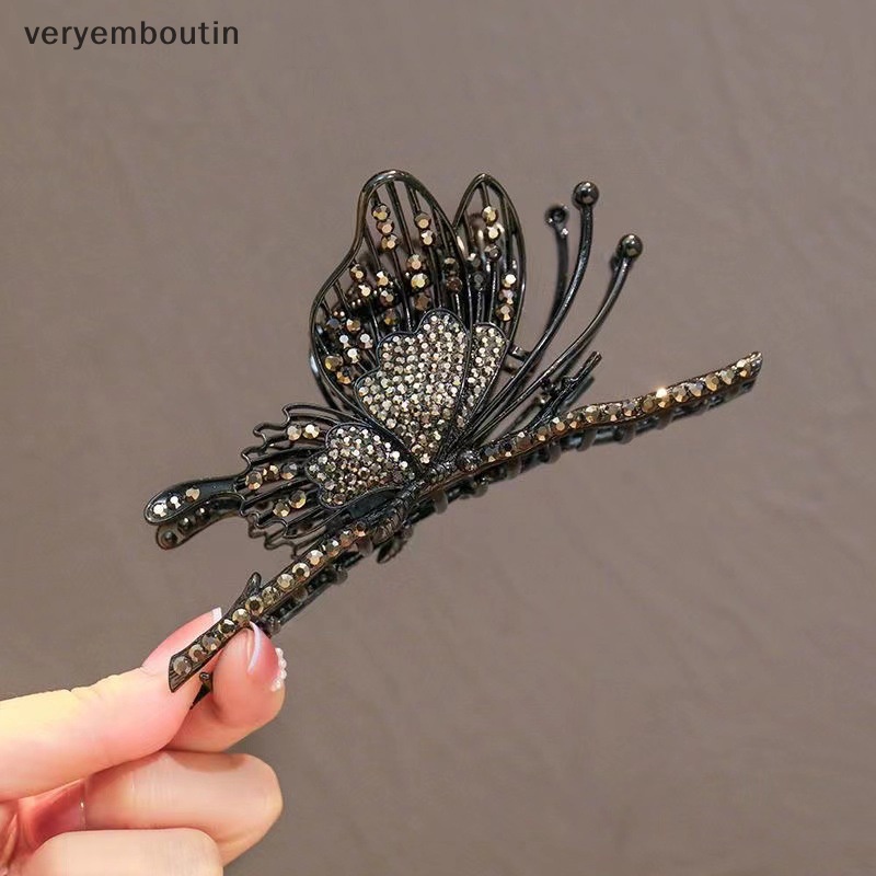 Kẹp Tóc Bướm Đính Đá Phong Cách Retro Thời Trang Cho Nữ