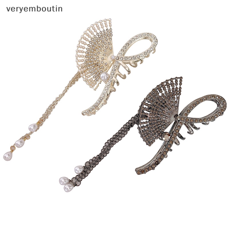 Kẹp Tóc Kim Loại Hình Cá Mập Cỡ Lớn Phối Tua Rua Phong Cách Hanfu Cổ Điển