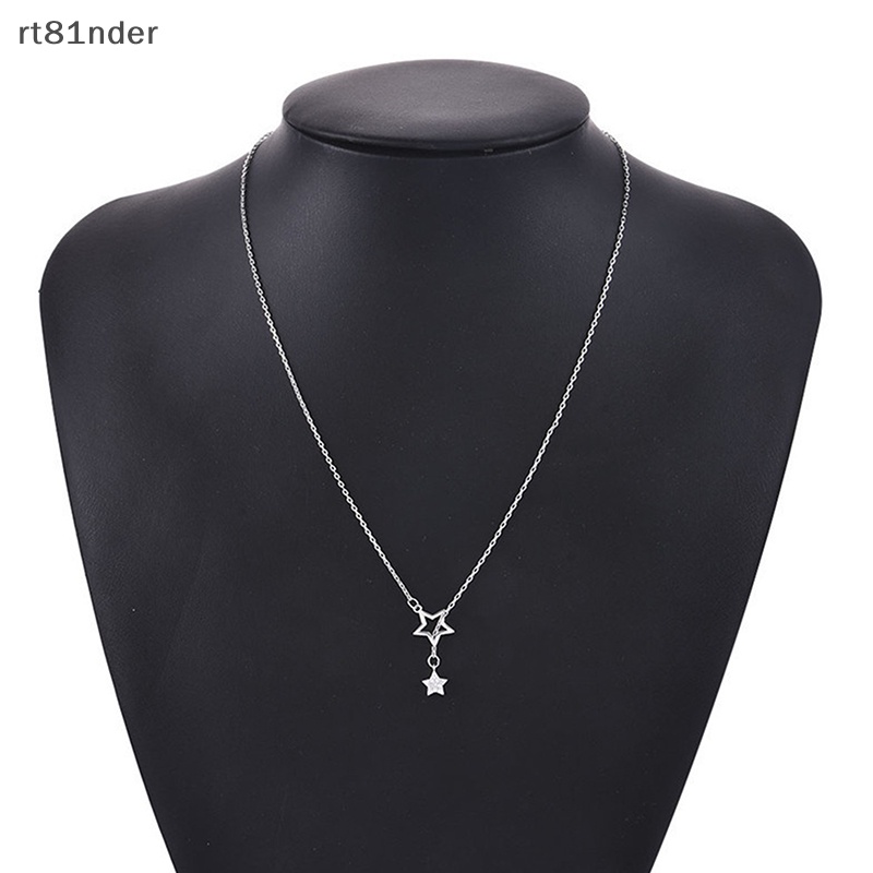 Rt Vòng cổ Bằng Hợp Kim Zircon Mặt Ngôi Sao Rỗng Thanh Lịch Màu Bạc Trang Sức Đơn Giản Dành Cho Nữ n