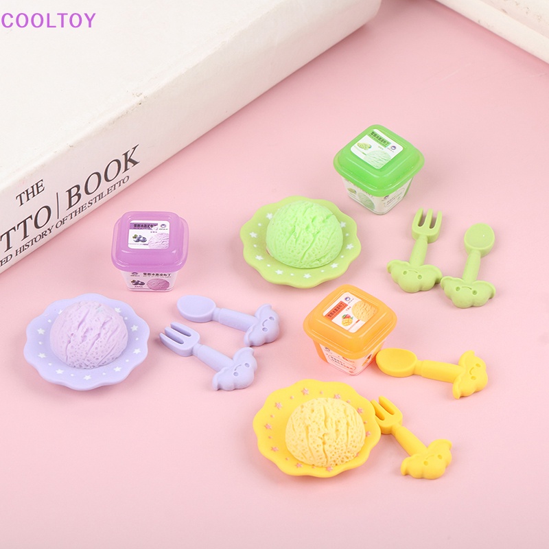 Set Khay Đựng Kem / Đồ Chơi Nội Thất Trang Trí Nhà Búp Bê Tỉ Lệ 1: 12