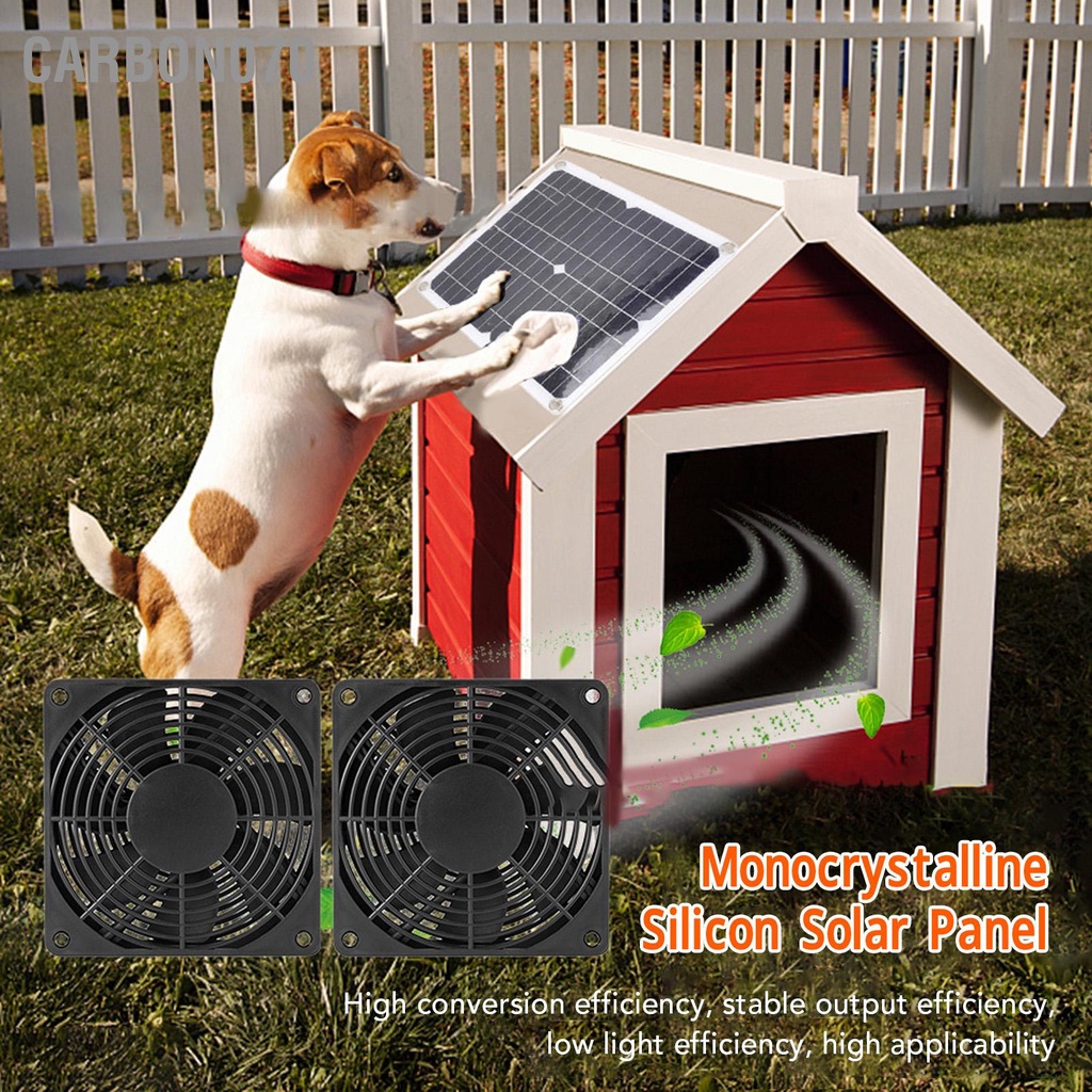 Carbon070 Bộ quạt năng lượng mặt trời 20W Tốc độ chuyển đổi cao Bảng điều khiển di động nhẹ với 2 hút cho RV Dog House