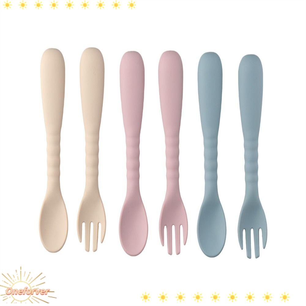 Bộ 6 Muỗng Nĩa Bằng Silicone Cho Bé Tập Ăn