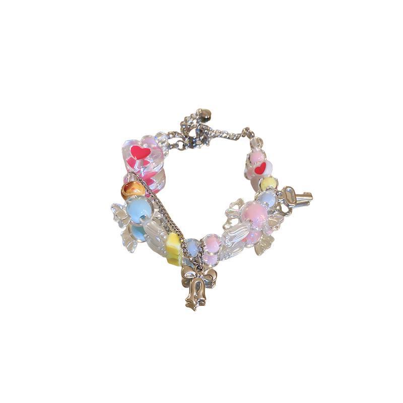 Màu Sắc Vòng Tay Trang Sức Mặt Hình Trái Tim Màu Kẹo Ngọt Thời Trang 2023 Cho Nữ