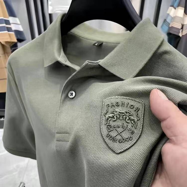 Áo Thun Polo Mỏng Dáng Ôm Thêu Họa Tiết Màu Sắc Đơn Giản Thời Trang Cho Nam