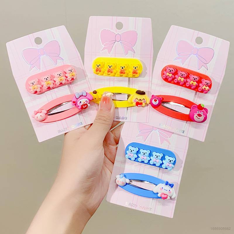 Bộ 2 Kẹp Tóc Sanrio mymelody Cinnamon Purin Lotso Dễ Thương Ngọt Ngào Cho Bé Gái