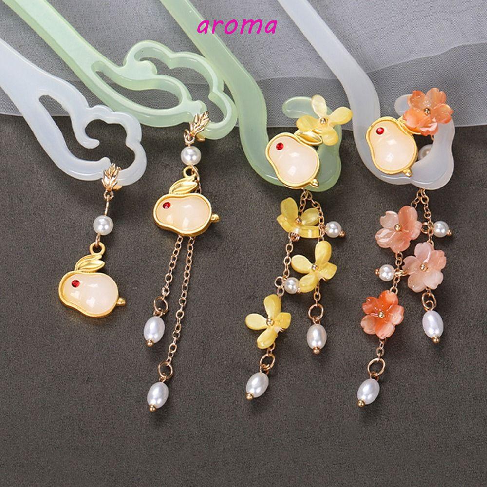 Trâm Cài Tóc Hình Thỏ Phối Tua Rua Phong Cách Trung Hoa Dễ Thương Cho Nữ