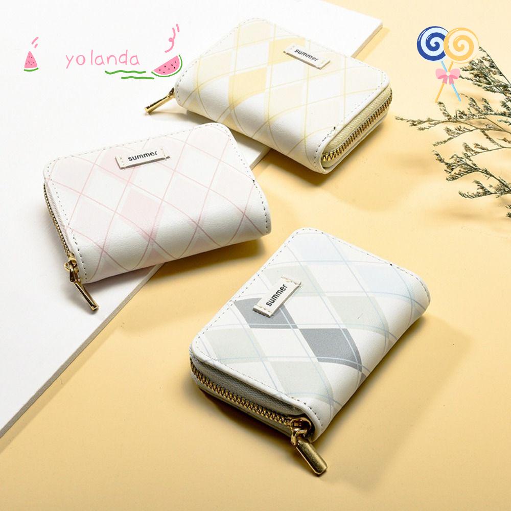 Ví Da Pu Gập Gọn Có Ngăn Đựng Thẻ Phối Tua Rua Thời Trang Cho Nữ