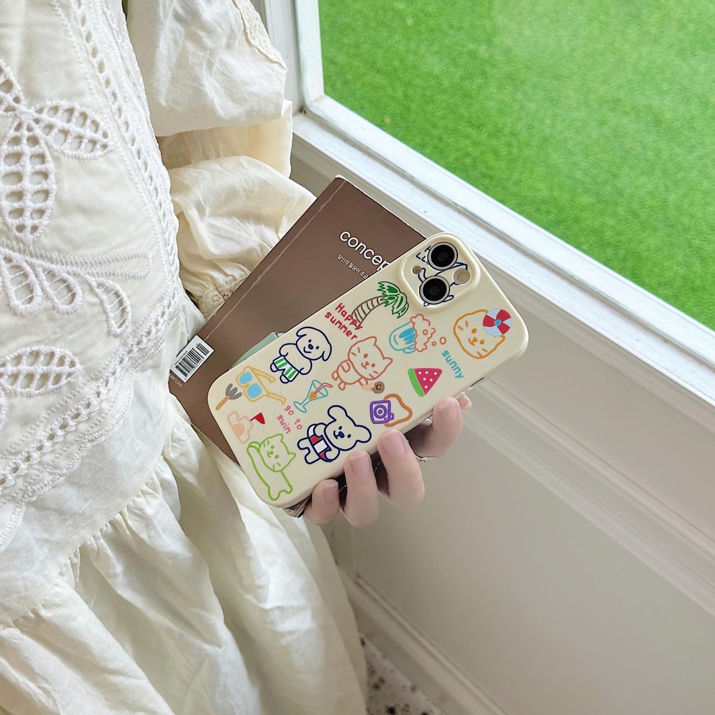 Ốp Điện Thoại Mềm Hình Mèo Hoạt Hình Đơn Giản Chống Sốc Cho iphone 12 13 11 14 Pro Max 12Pro 13Pro