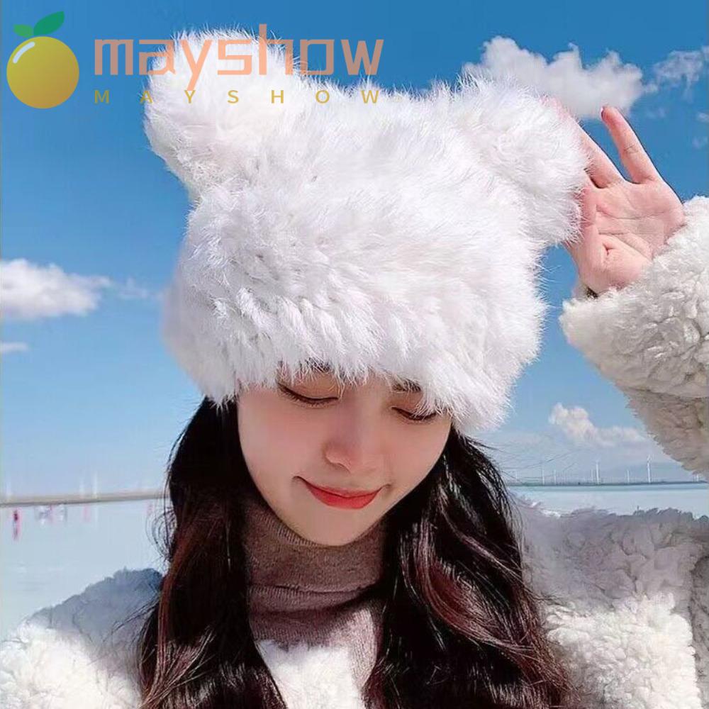 Mũ Len Giữ Ấm Tai Gấu Màu Đen Thời Trang Mùa Đông