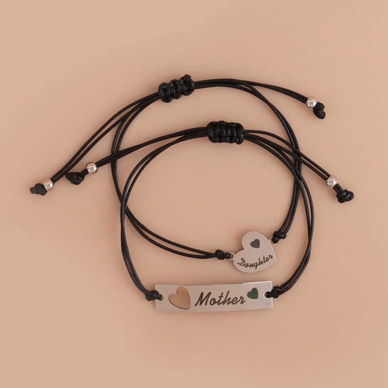 Set 3 Vòng Tay Thép Không Gỉ Mặt Trái Tim Cho Mẹ Và Con Gái