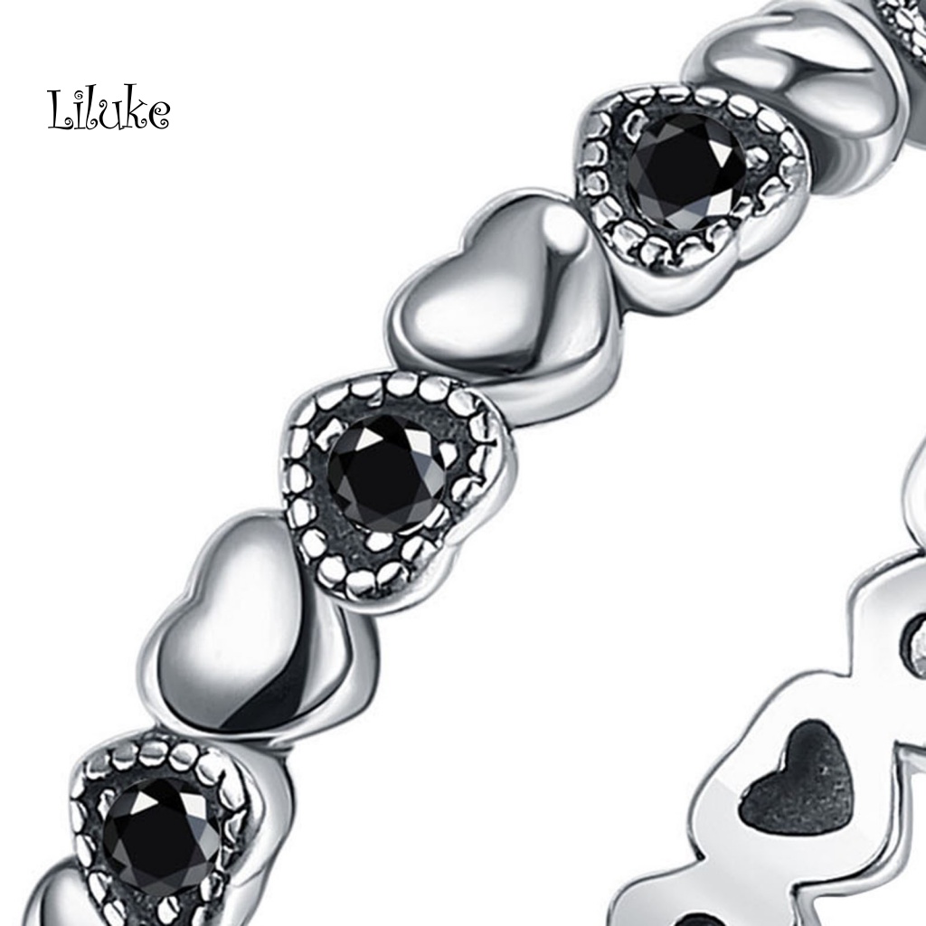 Nhẫn Mạ Bạc Trang Trí Hình Trái Tim Đính Đá Thời Trang Cho Nữ