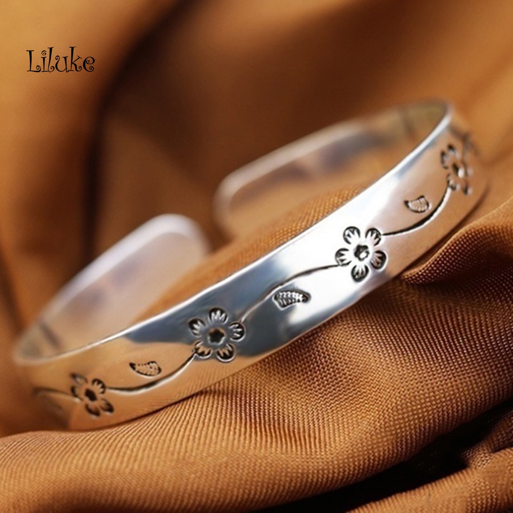 Vòng Tay Hợp Kim Hở Trang Trí Hình Hoa Mận Cổ Điển Cho Nữ