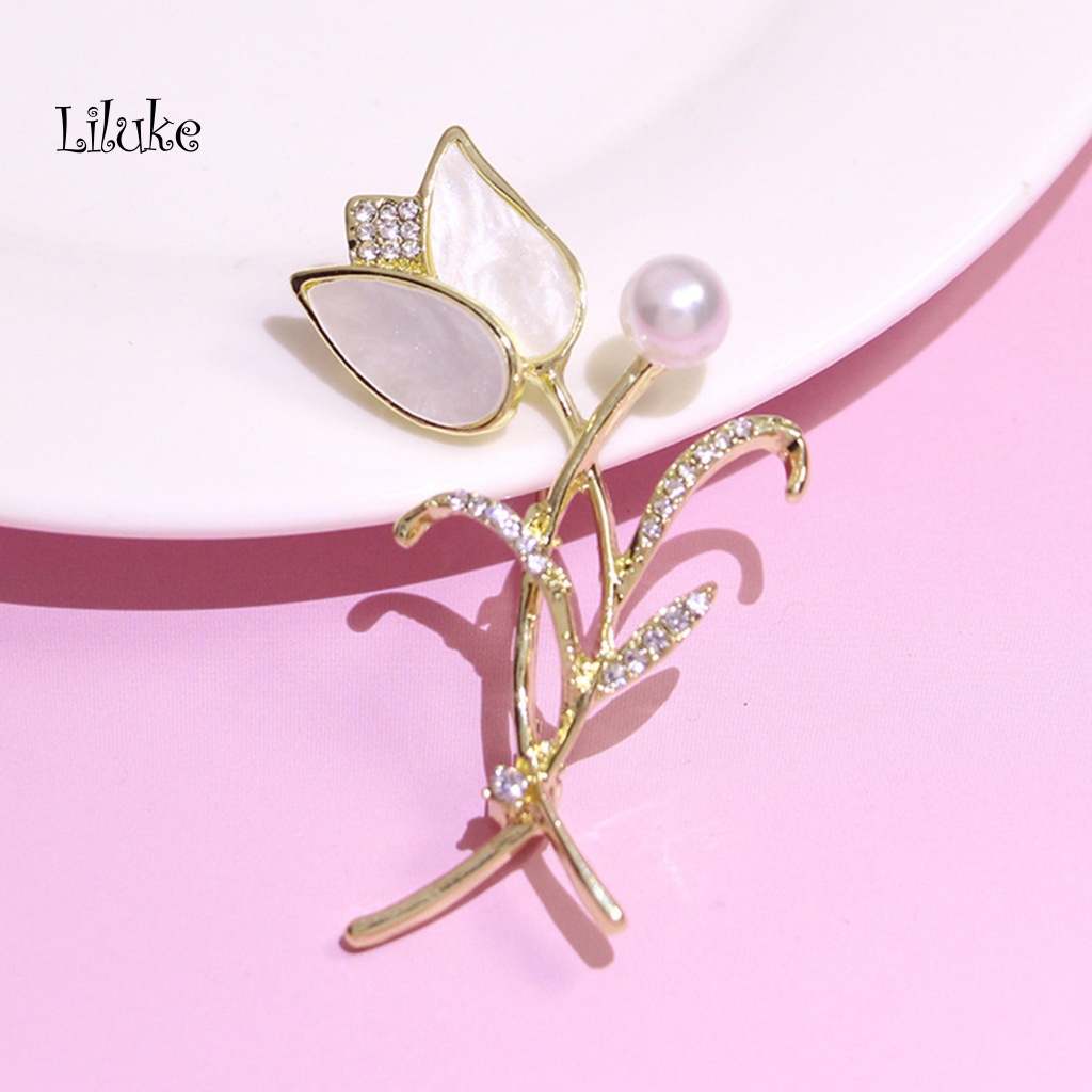 Ghim Cài Áo Hình Hoa Tulip Đính Ngọc Trai Giả Thời Trang Cho Nữ