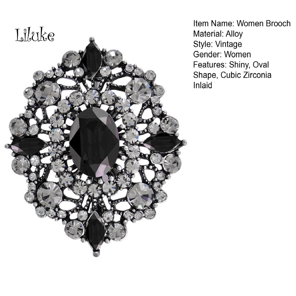 Ghim Cài Áo Đính Đá Hình Oval Phong Cách Vintage Thời Trang Cho Nữ