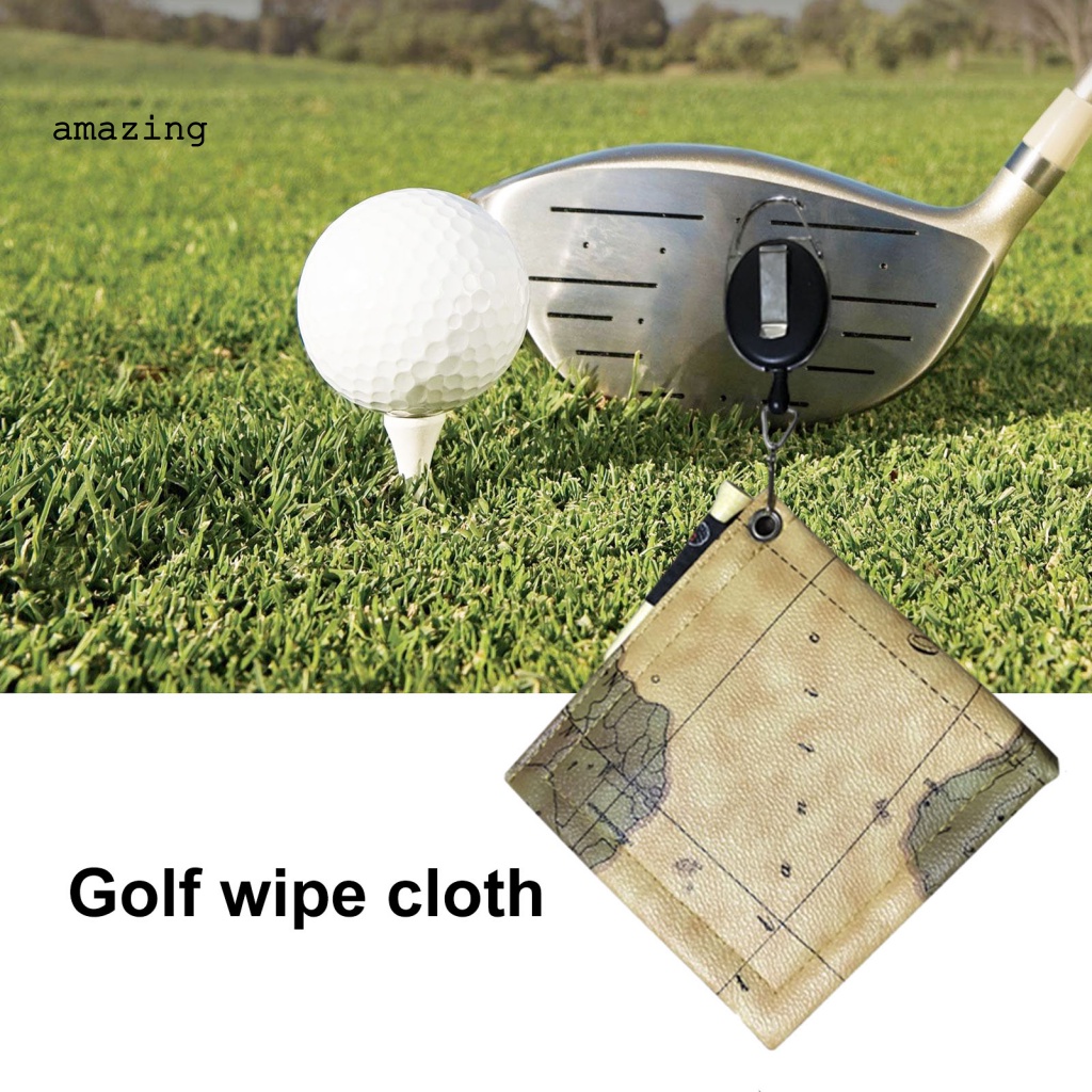Khăn Lau Bề Mặt Giả Da In Họa Tiết Có Móc Khóa Carabiner Cho Gậy Đánh Golf