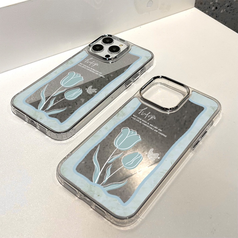 Ốp Lưng TráNg Gương HìNh Hoa Tulip Cho IPhone 11 12 13 14 12Pro 13Pro 14Pro Pro Max XR X XS Max
