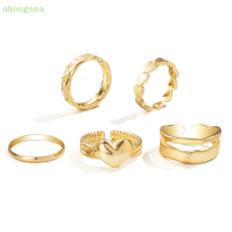 Set 5 Nhẫn Kim Loại Đeo Khớp Ngón Tay Phong Cách Vintage Cho Nữ