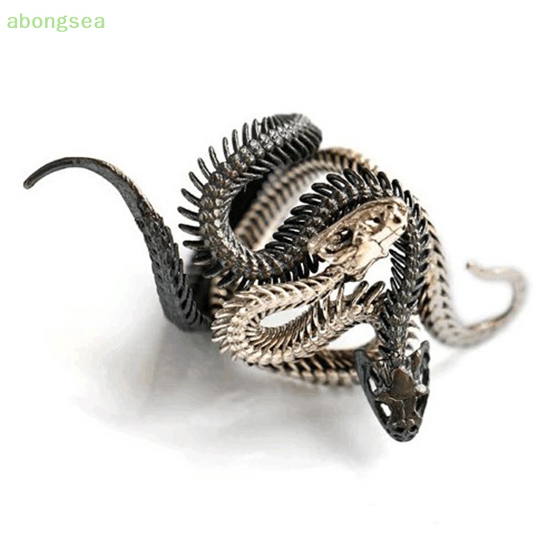 Nhẫn Hình Rắn Hổ Mang Màu Trắng Đen Phong Cách Punk Cổ Điển Thời Trang Cho Nam Và Nữ