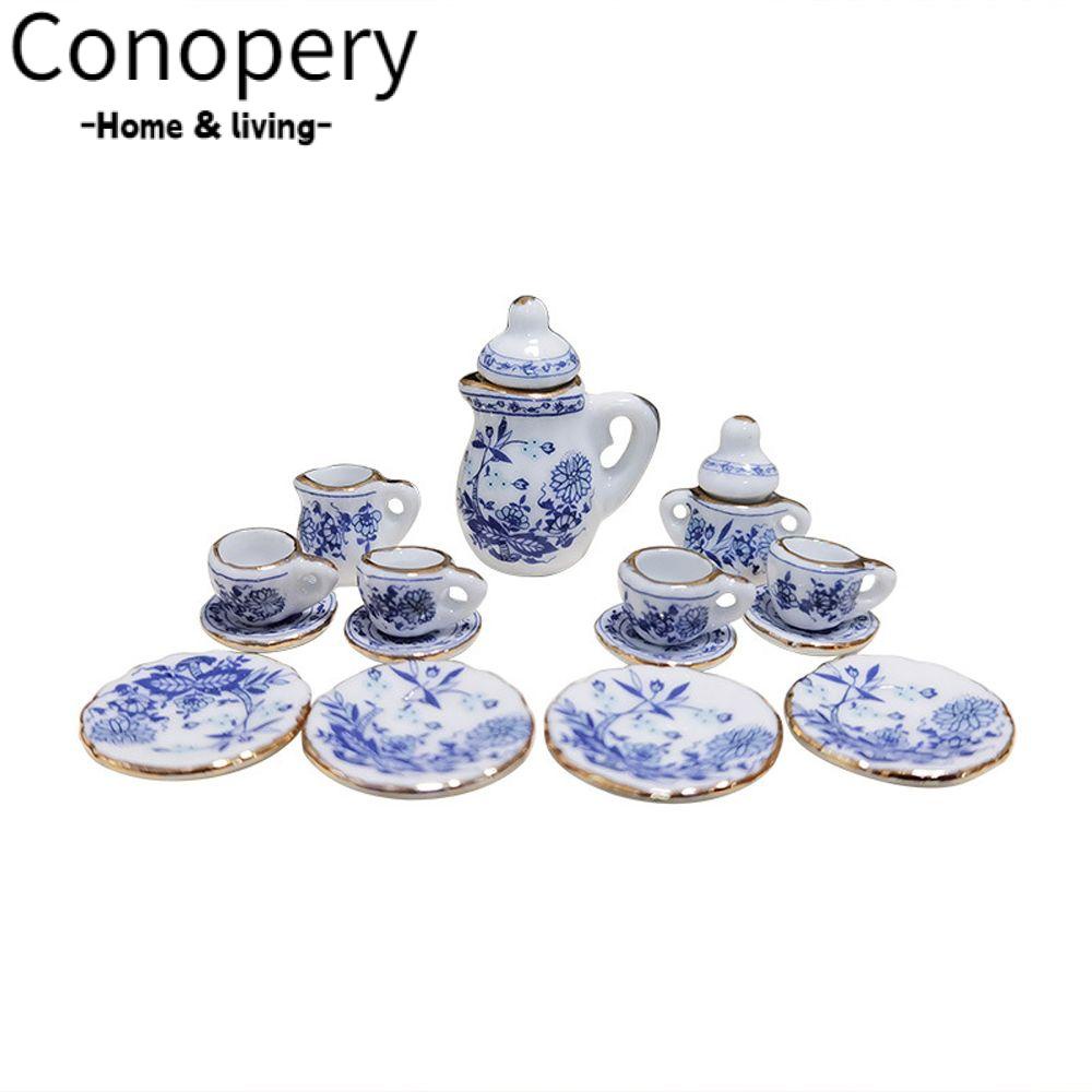 CONOPERY Bộ Phụ Kiện Cho Nhà Búp Bê|Trang Trí Nhà Bếp Hoa Văn Bàn Ăn Ware
