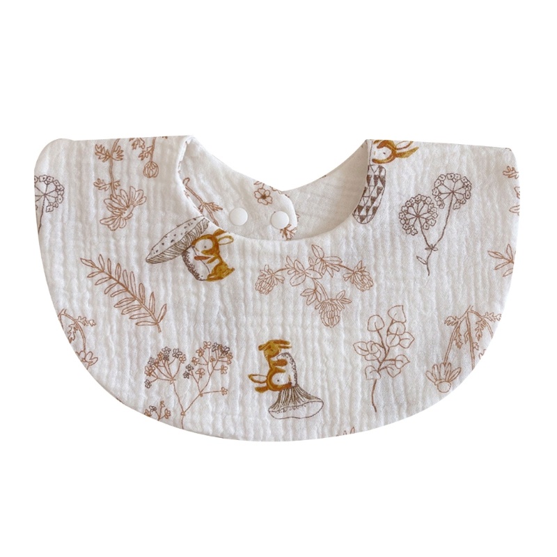 Yếm Ăn 4 Lớp Bằng Vải Cotton Có Nút Bấm Dành Cho Bé Sơ Sinh Mọc Răng