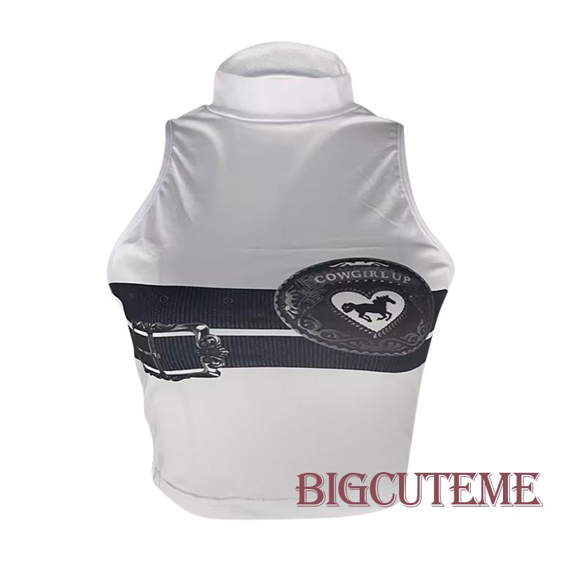 Áo Tank Top Sát Nách Cổ Cao In Họa Tiết Thời Trang Mùa Hè Cho Nữ